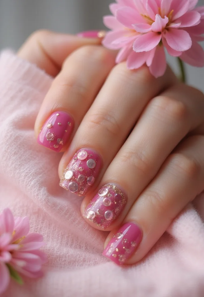 18 Fuchsia and Gold Nail Art Ideas Perfect for Spring Glam! - 18. Whimsical Bubbles 1