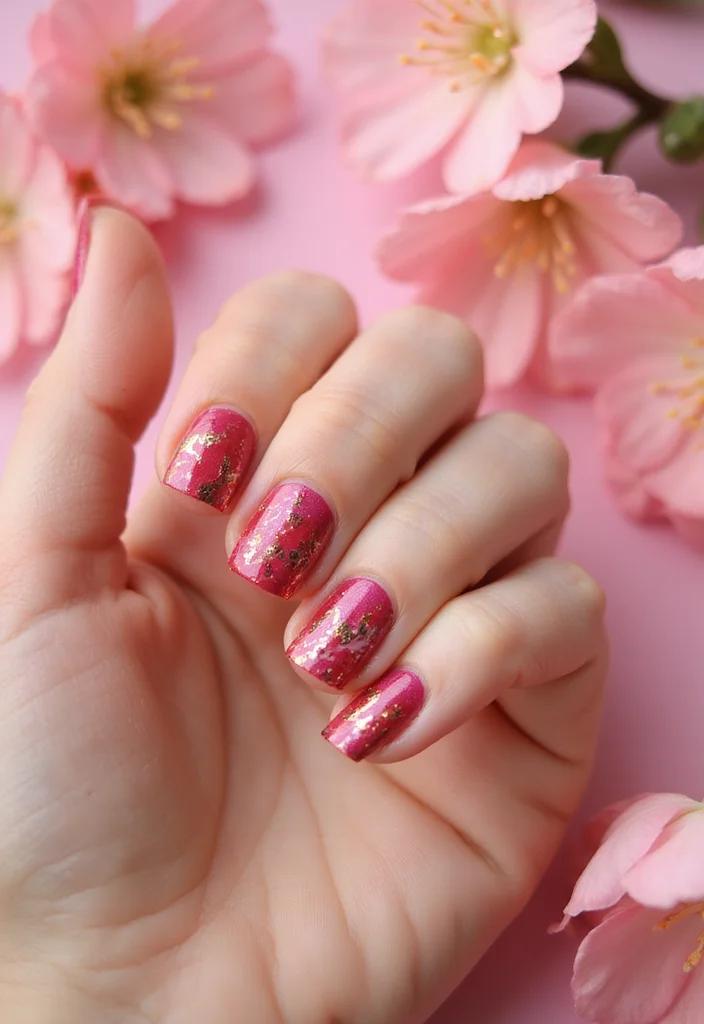 18 Fuchsia and Gold Nail Art Ideas Perfect for Spring Glam! - 8. Artistic Splashes 1