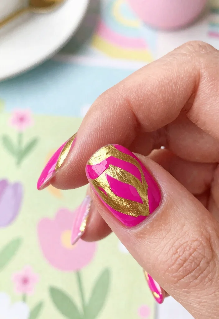 18 Fuchsia and Gold Nail Art Ideas Perfect for Spring Glam! - 9. Striking Patterns 1