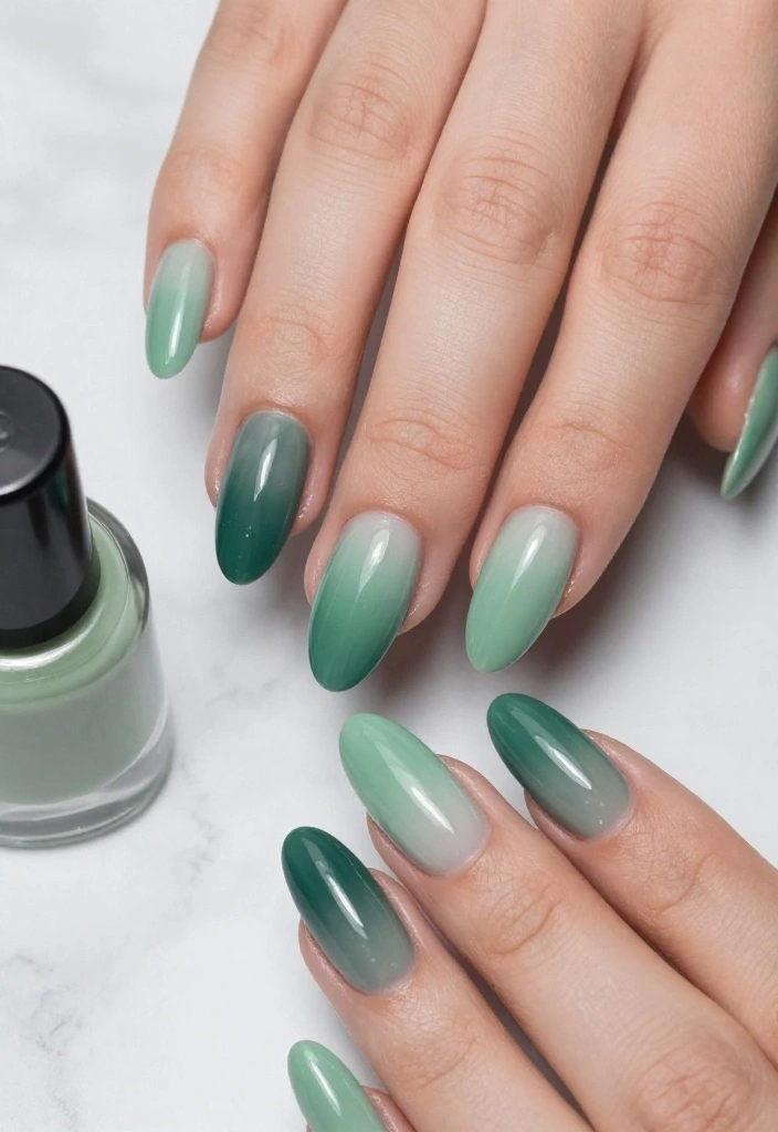 18 Jaw-Dropping Jade and Sage Nail Art Ideas That Are Pure Magic (#6 Will Blow Your Mind!) - 1. Elegant Ombre Effect 1