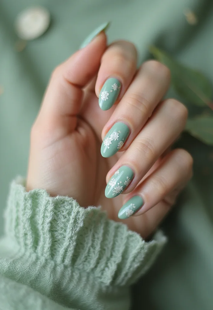 18 Jaw-Dropping Jade and Sage Nail Art Ideas That Are Pure Magic (#6 Will Blow Your Mind!) - 10. Floral Inspired 1