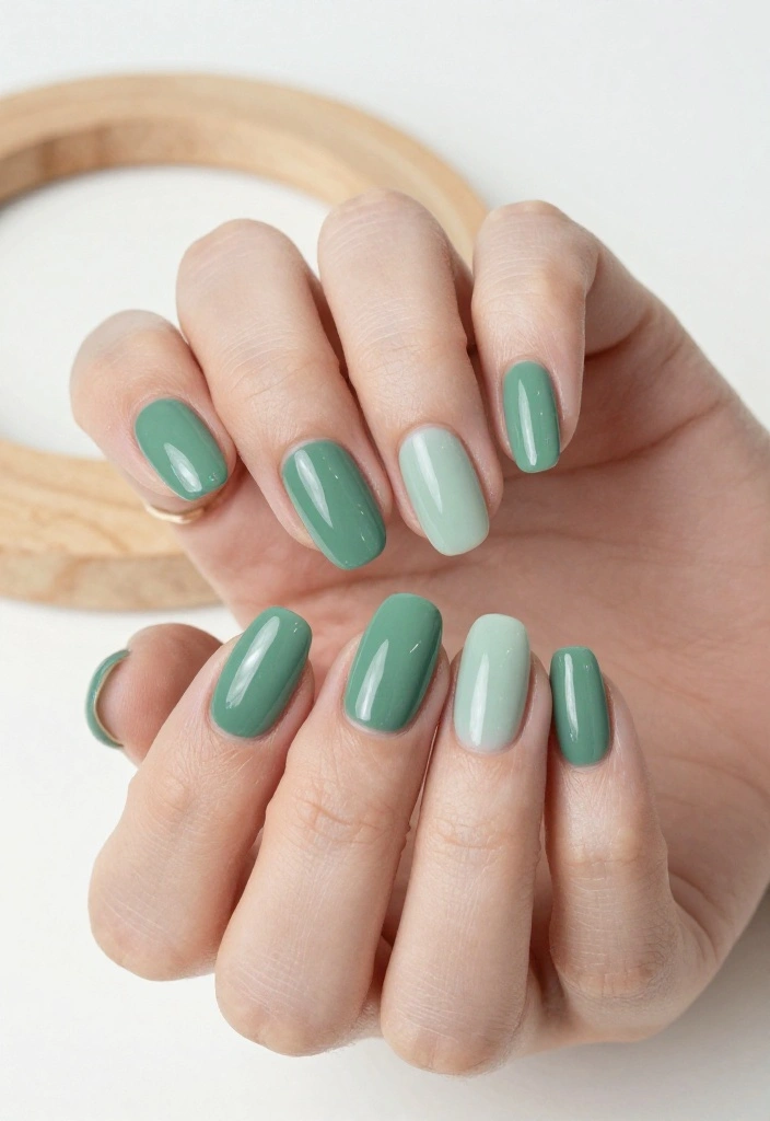 18 Jaw-Dropping Jade and Sage Nail Art Ideas That Are Pure Magic (#6 Will Blow Your Mind!) - 11. Color Blocked Beauty 1