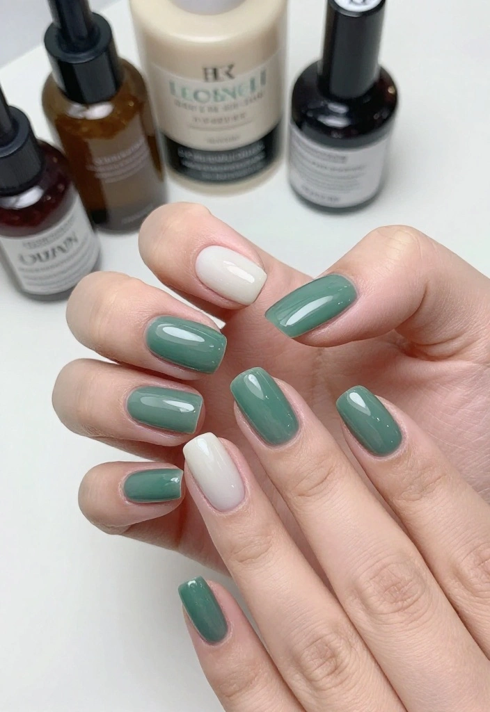 18 Jaw-Dropping Jade and Sage Nail Art Ideas That Are Pure Magic (#6 Will Blow Your Mind!) - 12. Shellac Shine 1