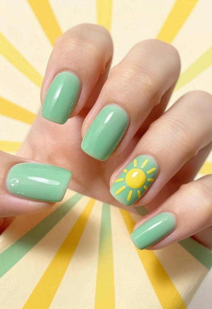 18 Jaw-Dropping Jade and Sage Nail Art Ideas That Are Pure Magic (#6 Will Blow Your Mind!) - 17. Vibrant Sunshine 1