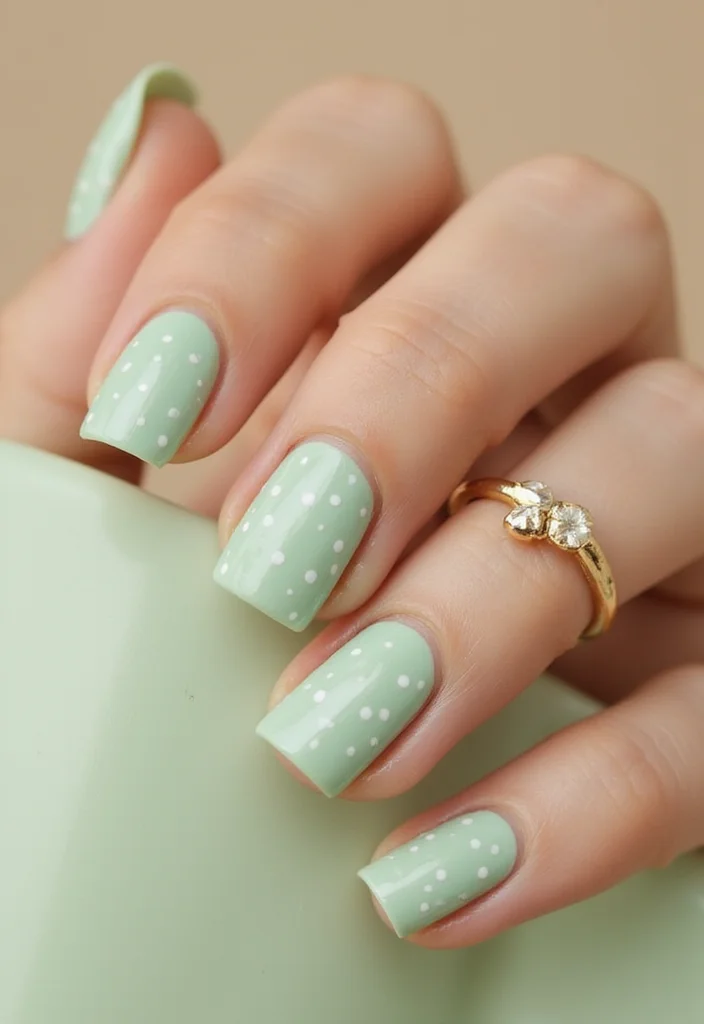 18 Jaw-Dropping Jade and Sage Nail Art Ideas That Are Pure Magic (#6 Will Blow Your Mind!) - 7. Cute Dots 1