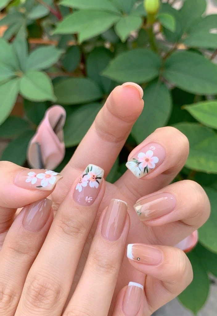 18 Latte Tones Nail Designs That Are Perfect for Any Coffee Lover (Wait Until You See #10!) - 16. Latte Tones and Floral Accents 1