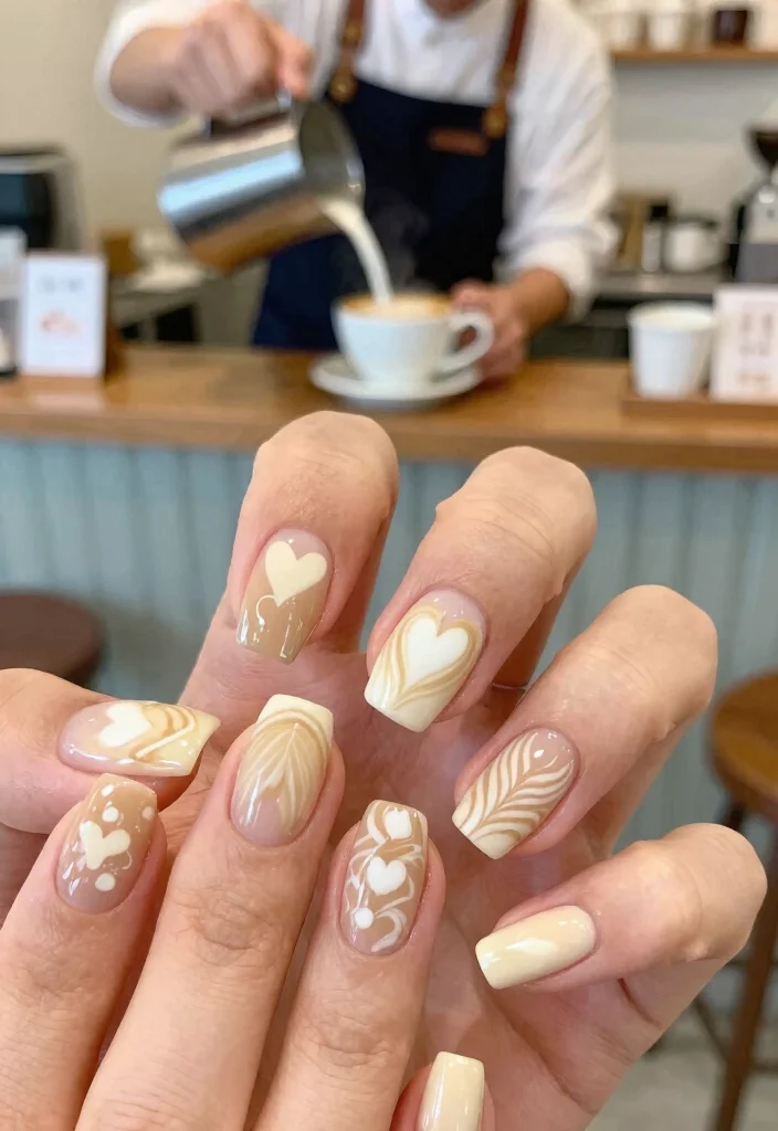 18 Latte Tones Nail Designs That Are Perfect for Any Coffee Lover (Wait Until You See #10!) - 3. Latte Art Nails 1