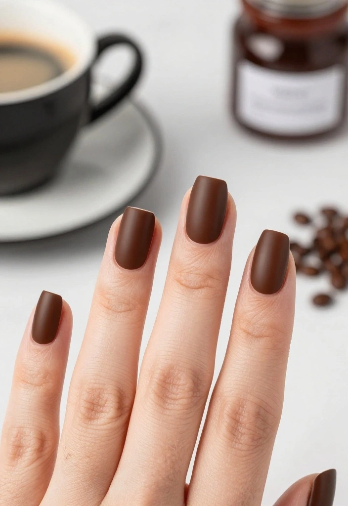 18 Latte Tones Nail Designs That Are Perfect for Any Coffee Lover (Wait Until You See #10!) - 4. Espresso Matte Finish 1