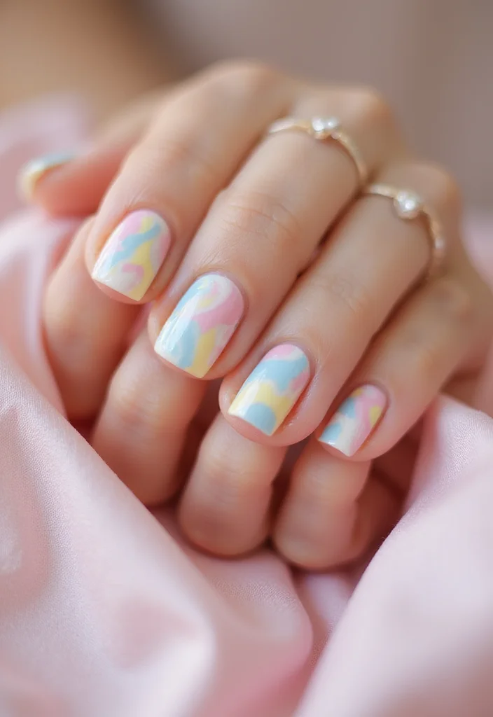 18 Luxury Nail Designs That Will Elevate Your Bridal Look to New Heights! - 12. Soft Pastel Swirls 1