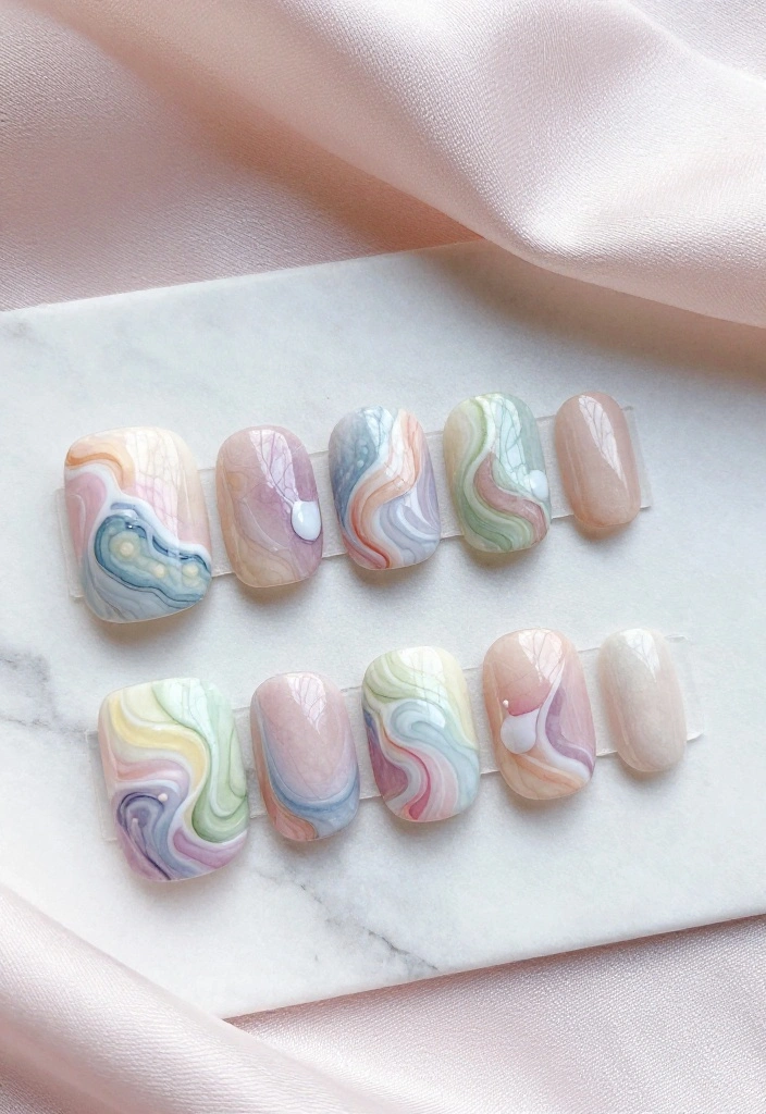 18 Luxury Nail Designs That Will Elevate Your Bridal Look to New Heights! - 14. Whimsical Watercolor Designs 1