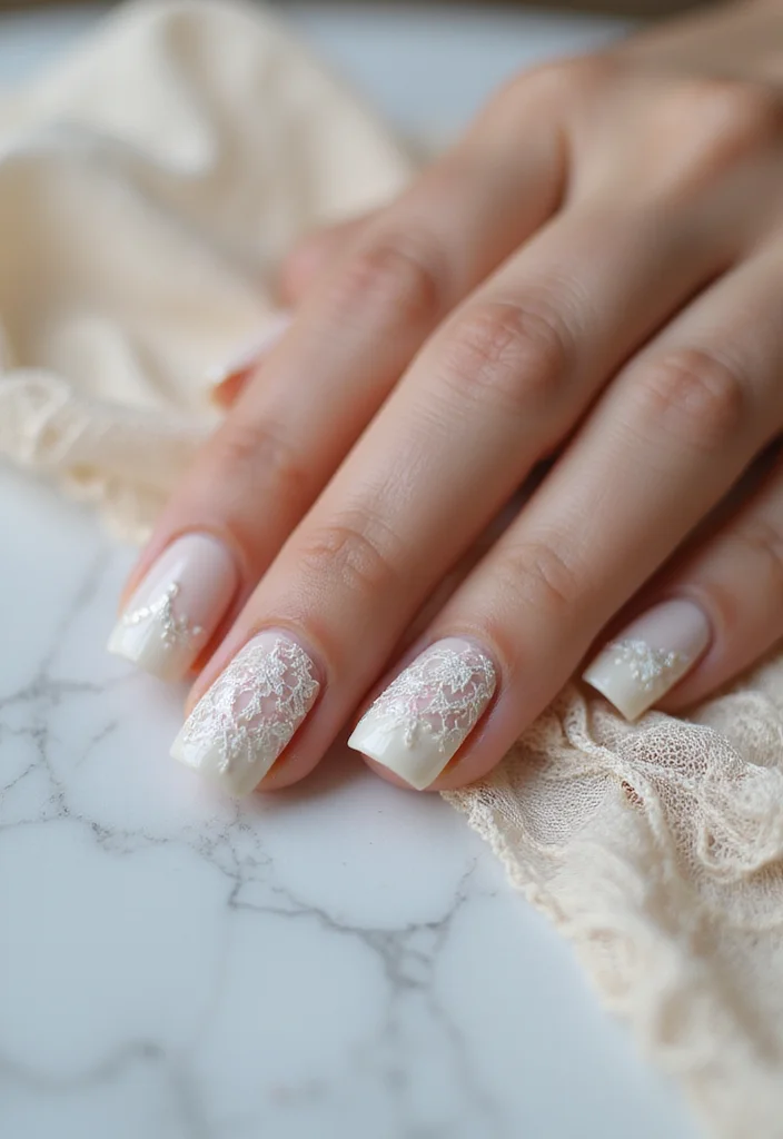 18 Luxury Nail Designs That Will Elevate Your Bridal Look to New Heights! - 2. Elegant Lace Patterns 1