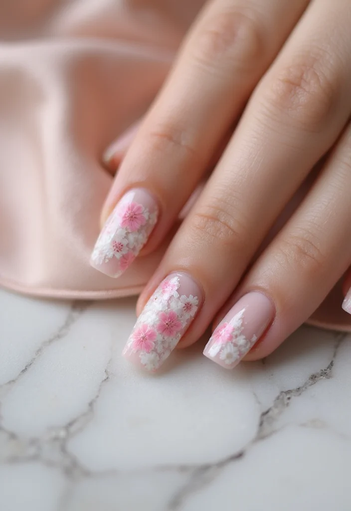 18 Luxury Nail Designs That Will Elevate Your Bridal Look to New Heights! - 4. Romantic Floral Touches 1