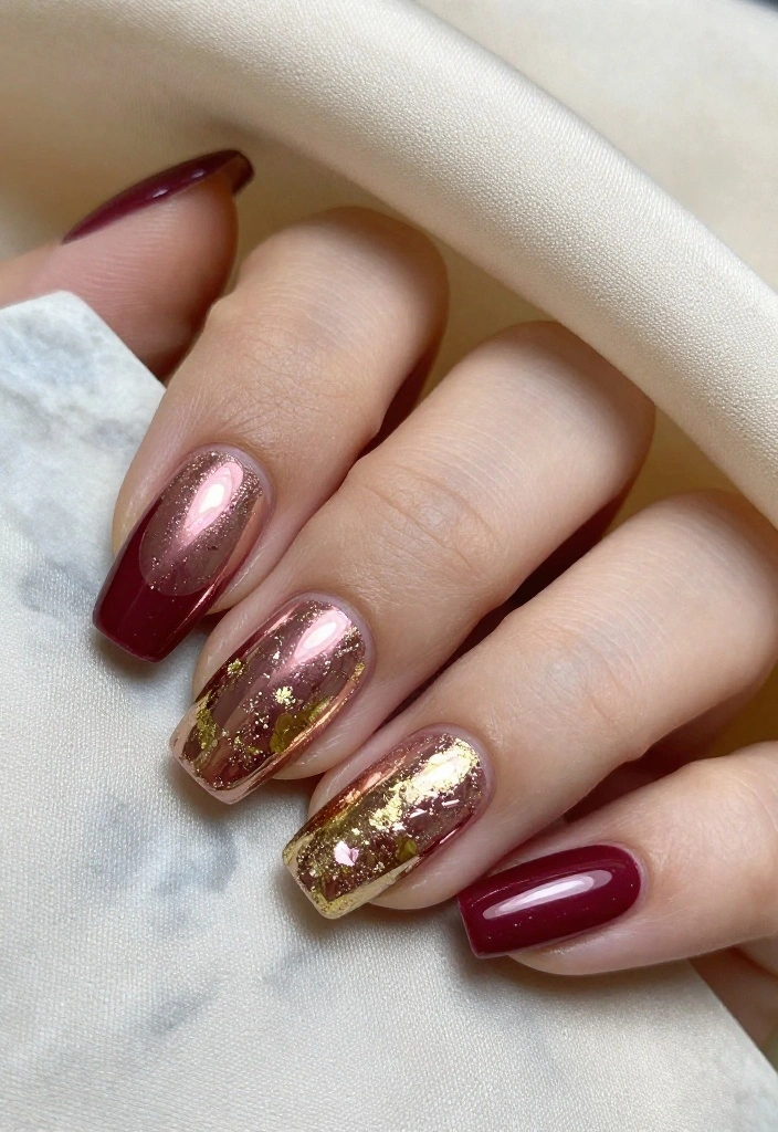 18 Luxury Nail Designs That Will Elevate Your Bridal Look to New Heights! - 5. Opulent Metallic Foils 1