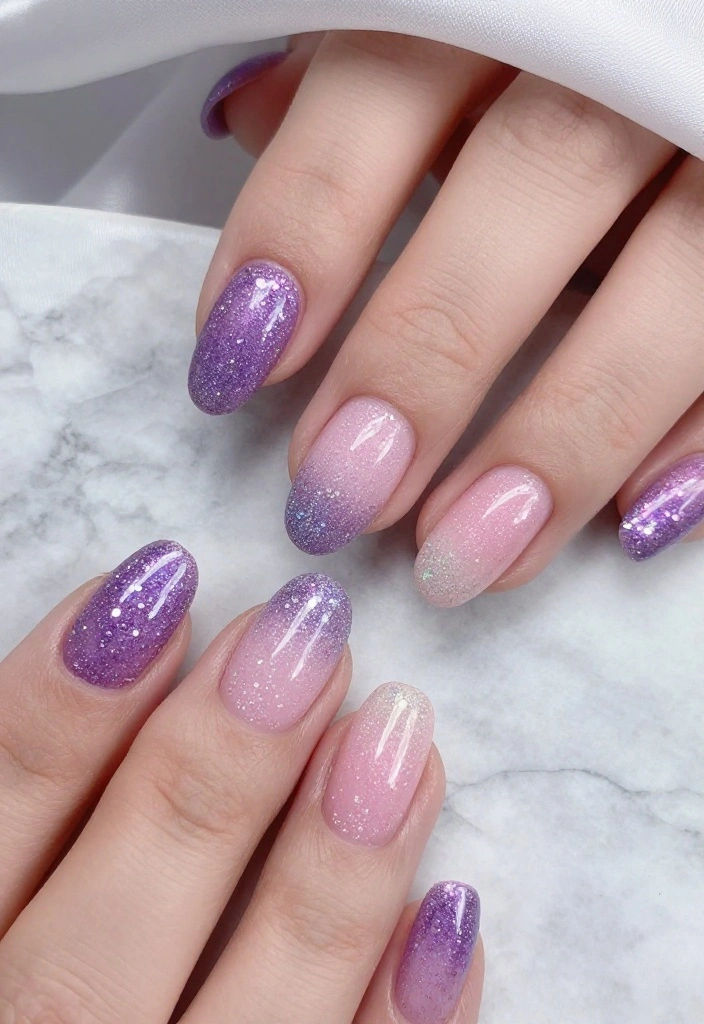 18 Luxury Nail Designs That Will Elevate Your Bridal Look to New Heights! - 8. Sparkling Glitter Ombré 1
