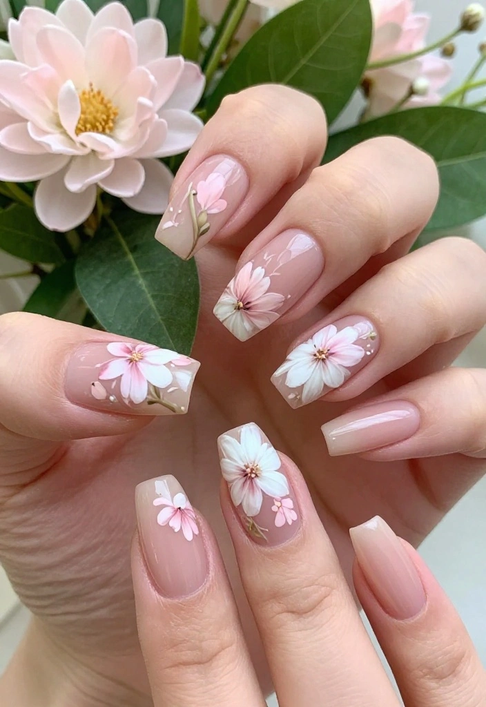 18 Nude Soap Nail Designs to Try in 2026 (You Won't Believe #4!) - 4. Floral Fantasy 1