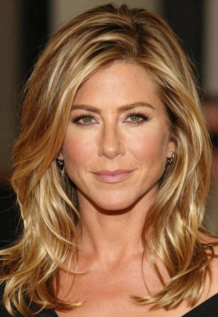19 Champagne Blonde Celebrity Hairstyles Everyone is Talking About! - 1. Jennifer Aniston's Effortless Waves 1