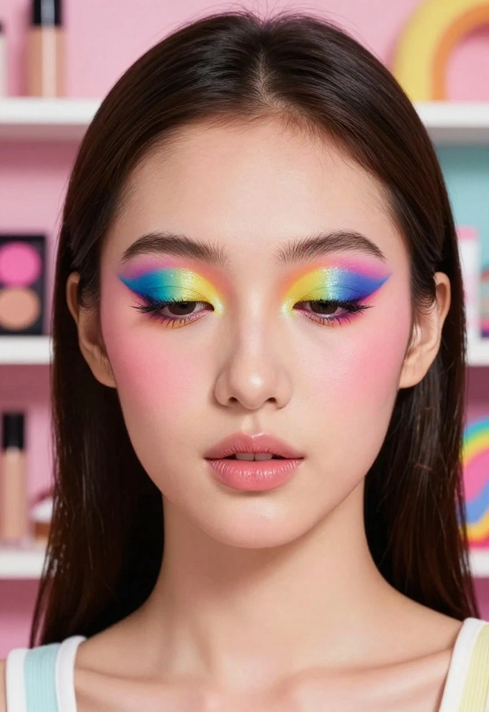 20 Stunning Prom Makeup Looks That'll Make You the Star of the Night (You Won't Believe #5!) - 15. Playful Rainbow Eyes 1