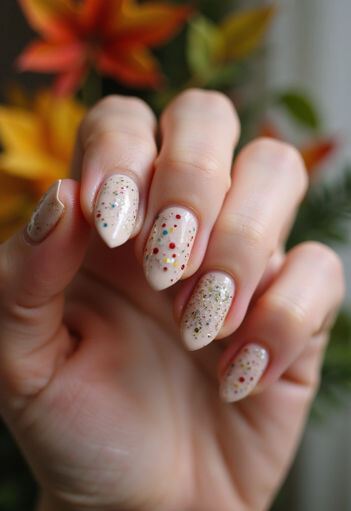 21 Stunning Fall Wedding Nail Ideas That Will Leave You Breathless (Don't Miss #15!) - 11. Whimsical Glitter Dots 1