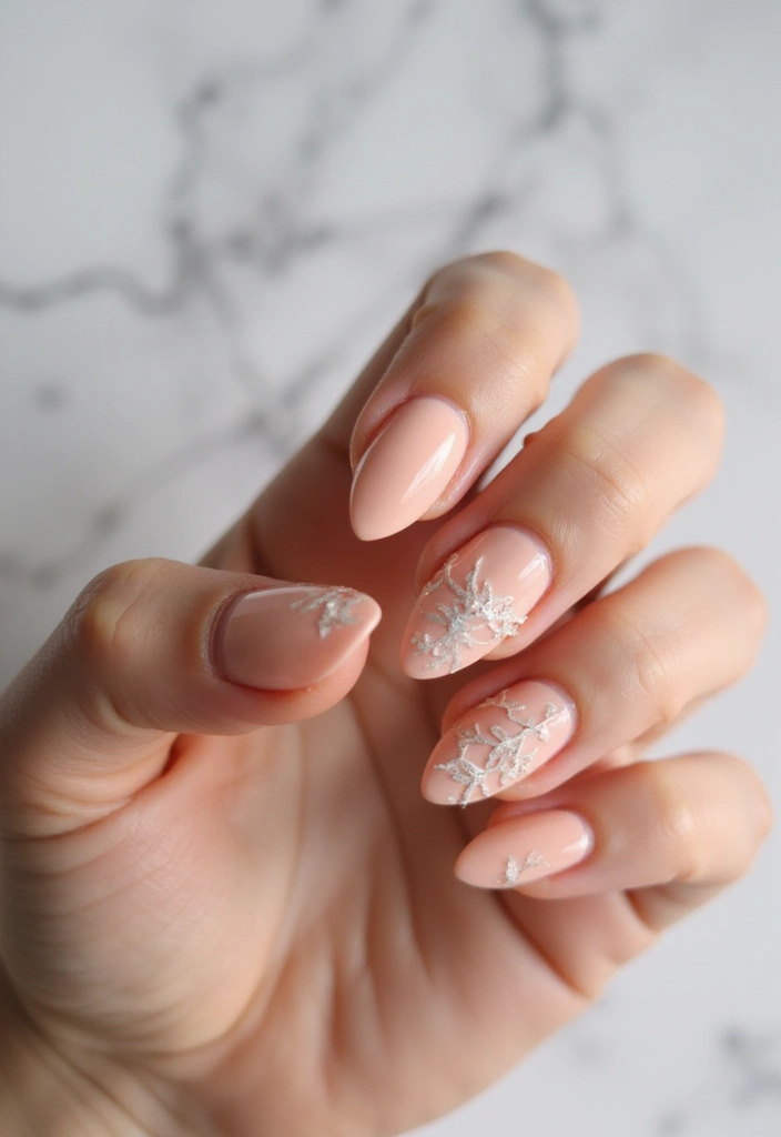21 Stunning Fall Wedding Nail Ideas That Will Leave You Breathless (Don't Miss #15!) - 13. Soft Peach with Leaf Accents 1
