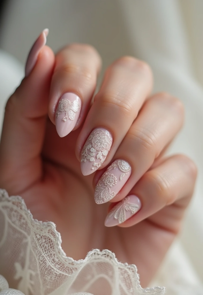 21 Stunning Fall Wedding Nail Ideas That Will Leave You Breathless (Don't Miss #15!) - 17. Vintage Lace and Dusty Rose 1