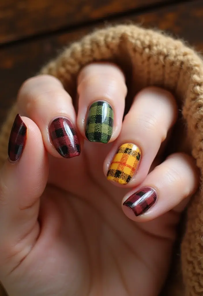 21 Stunning Fall Wedding Nail Ideas That Will Leave You Breathless (Don't Miss #15!) - 18. Flannel-Inspired Nails 1