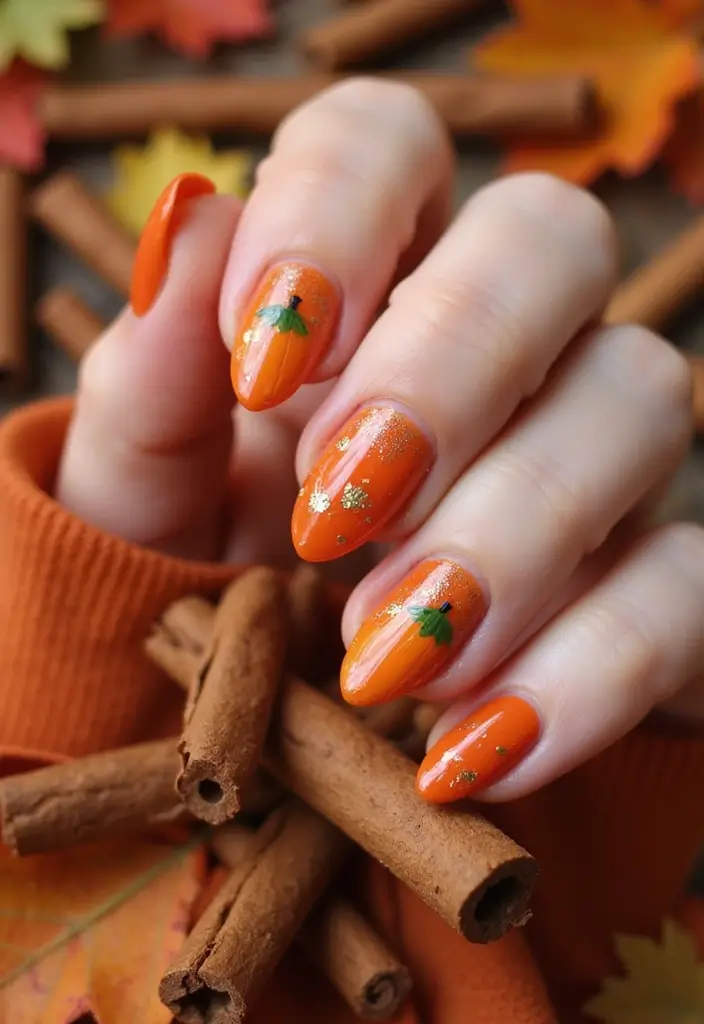 21 Stunning Fall Wedding Nail Ideas That Will Leave You Breathless (Don't Miss #15!) - 2. Pumpkin Spice Vibes 1
