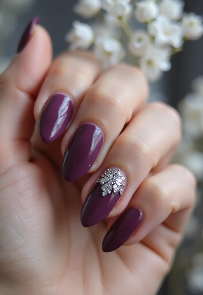 21 Stunning Fall Wedding Nail Ideas That Will Leave You Breathless (Don't Miss #15!) - 21. Elegant Silver and Aubergine 1