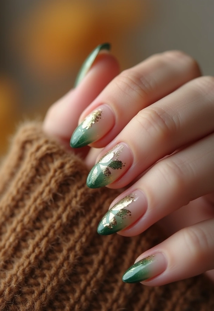 21 Stunning Fall Wedding Nail Ideas That Will Leave You Breathless (Don't Miss #15!) - 7. Ombre Leaves on a Clear Base 1