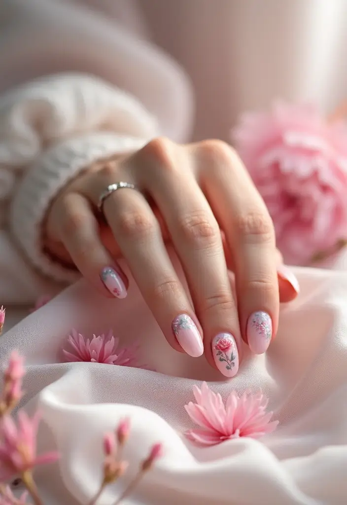 21 Stunning Fall Wedding Nail Ideas That Will Leave You Breathless (Don't Miss #15!) - 9. Soft Floral Watercolors 1