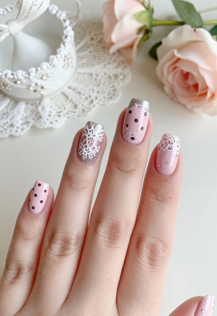 14 Chic Baby Pink Chrome Wedding Nail Ideas to Elevate Your Bridal Look! - 12. Vintage Glam 1