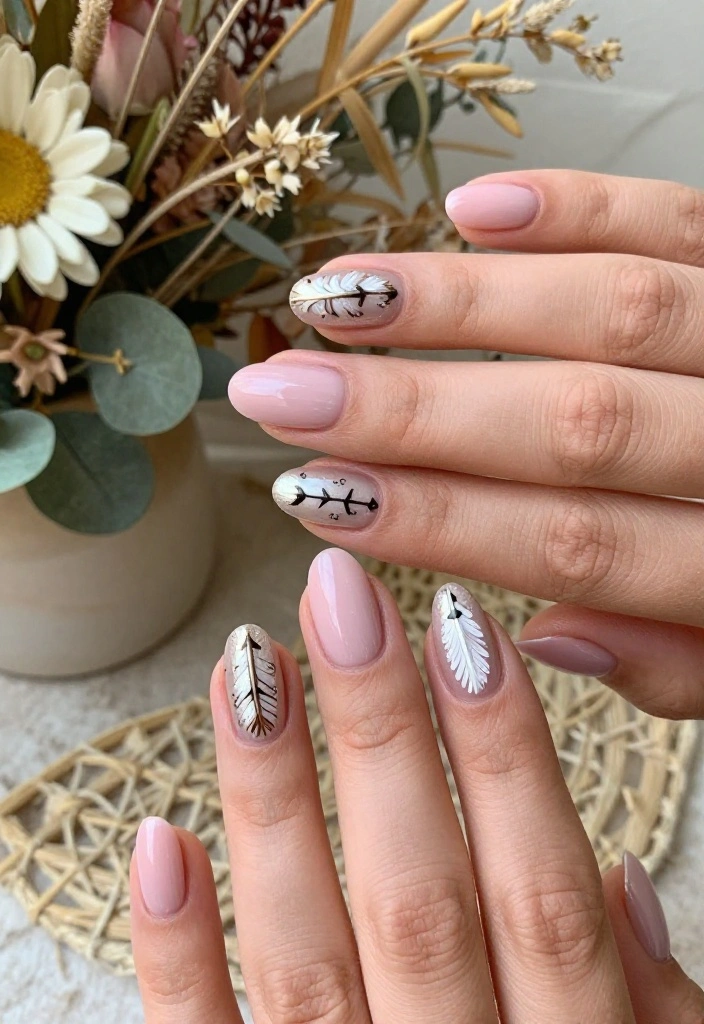 14 Chic Baby Pink Chrome Wedding Nail Ideas to Elevate Your Bridal Look! - 13. Boho Chic 1