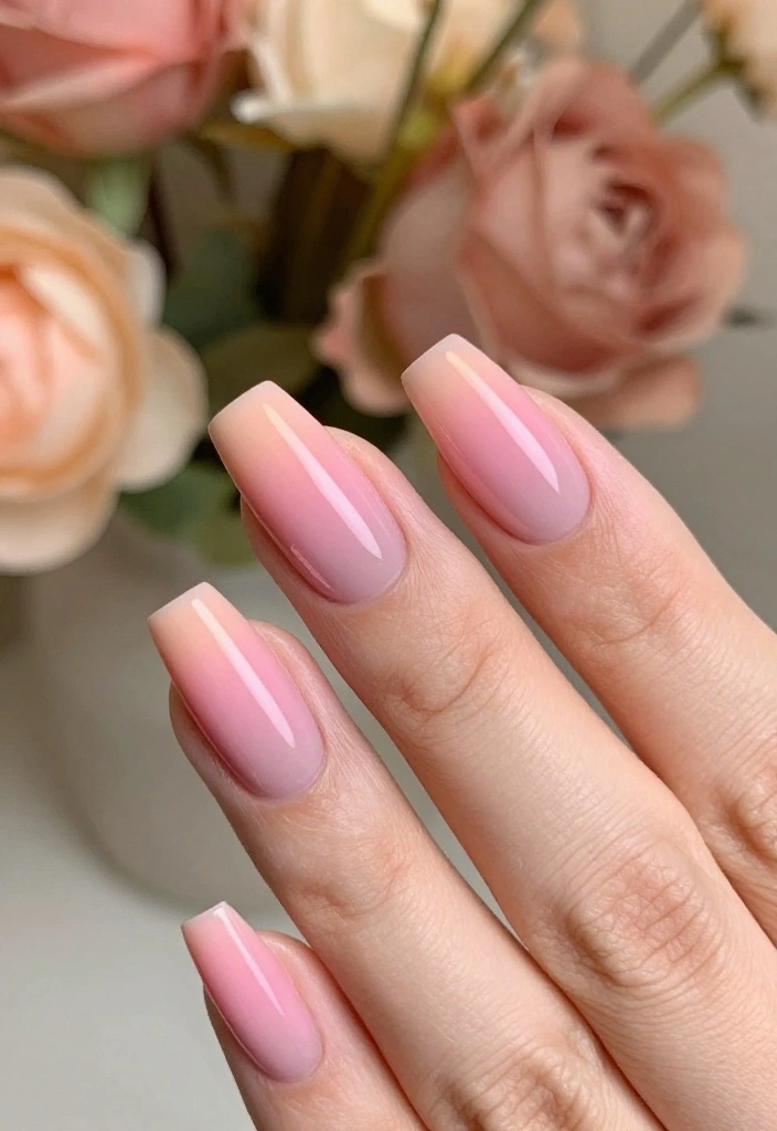 14 Chic Baby Pink Chrome Wedding Nail Ideas to Elevate Your Bridal Look! - 14. Sunset Gradient 1
