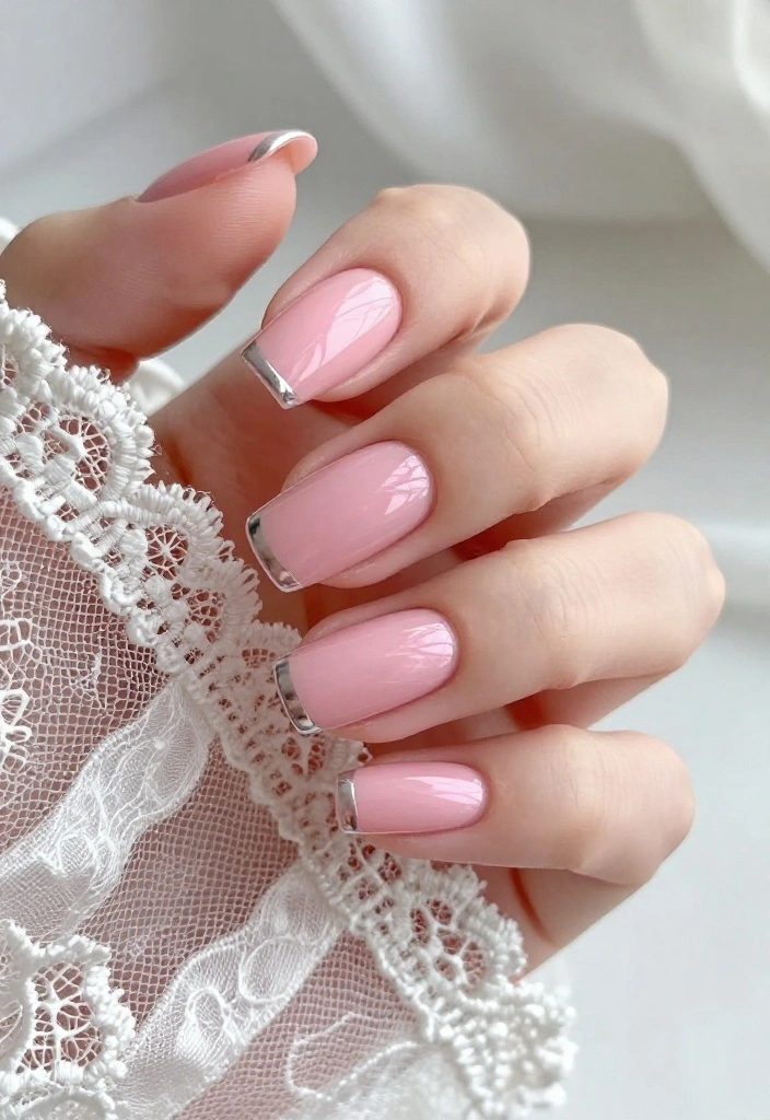 14 Chic Baby Pink Chrome Wedding Nail Ideas to Elevate Your Bridal Look! - 6. Classic French Twist 1