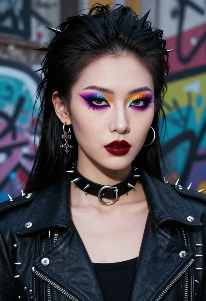 14 Jaw-Dropping Gothic Makeup Looks That Will Turn Heads (You’ll Love #7!) - 5. Punk Gothic Fusion 1