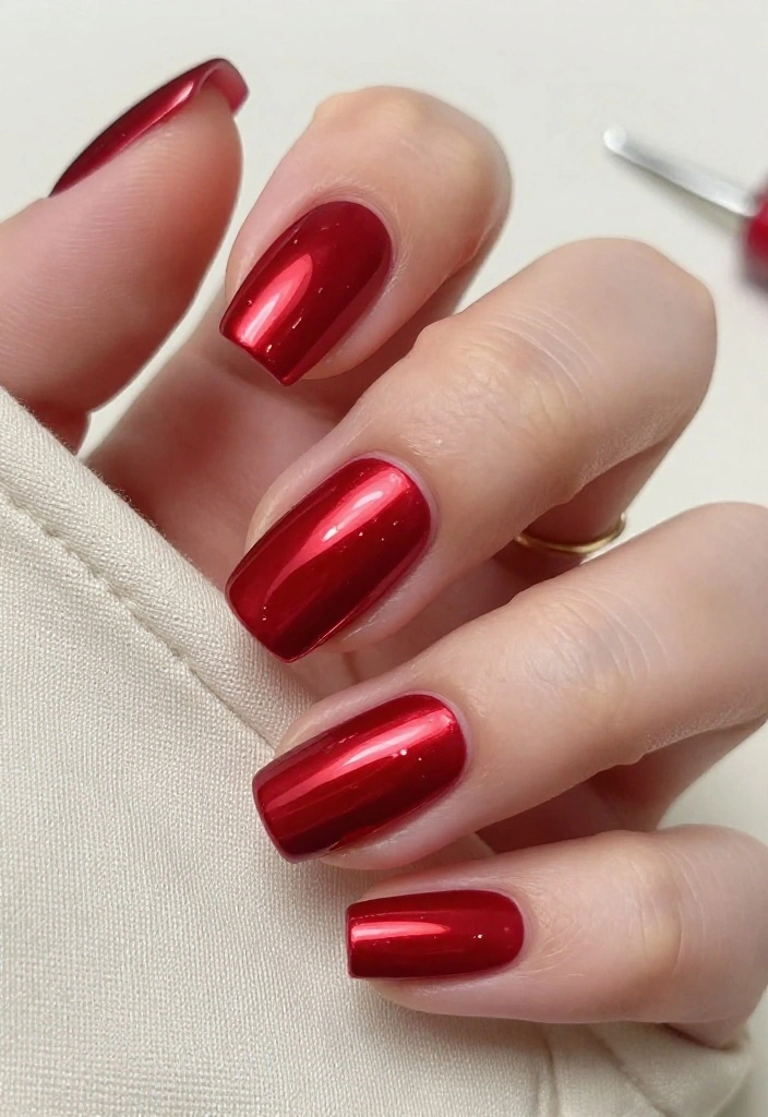 15 Irresistible Metallic Nail Trends That Will Elevate Your Style! - 11. Ruby Red Metallic 1