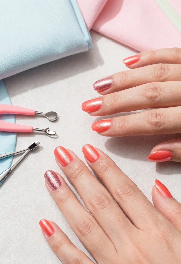15 Irresistible Metallic Nail Trends That Will Elevate Your Style! - 13. Luminous Coral Metallic 1