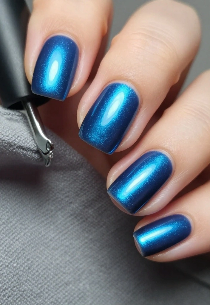 15 Irresistible Metallic Nail Trends That Will Elevate Your Style! - 4. Steel Blue Metallic 1