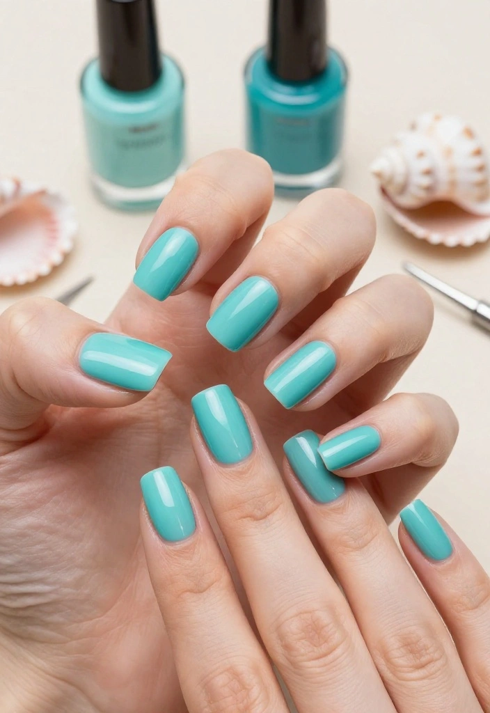 15 Irresistible Metallic Nail Trends That Will Elevate Your Style! - 7. Vivid Aqua Glaze 1