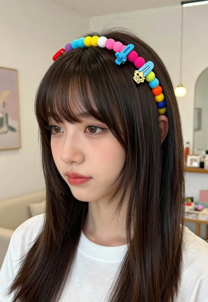 15 Must-Try Curtain Bang Haircuts for the Ultimate Style Upgrade! - 13. Curtain Bangs with Accessories 1