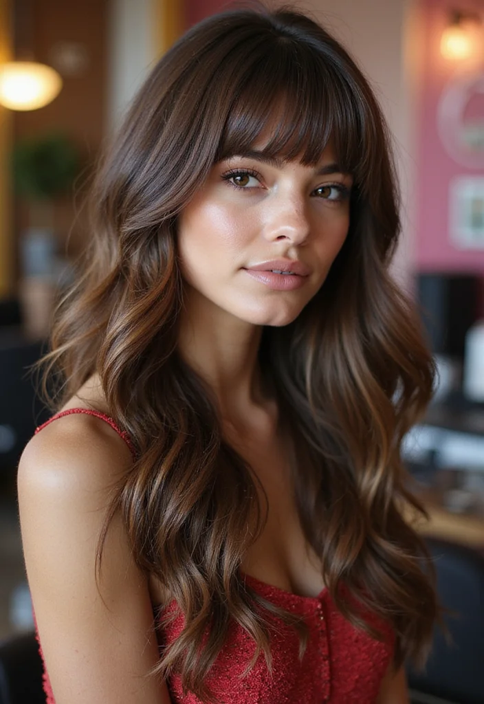15 Must-Try Curtain Bang Haircuts for the Ultimate Style Upgrade! - 4. Long Layers with Heavy Curtain Bangs 1