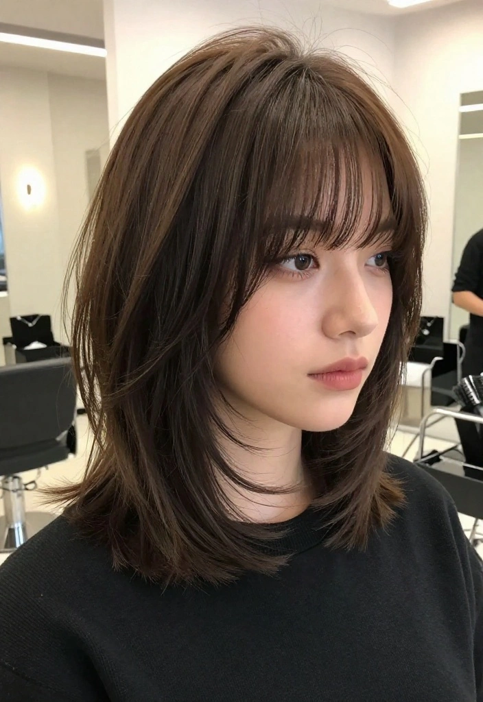 15 Must-Try Curtain Bang Haircuts for the Ultimate Style Upgrade! - 8. Curtain Bangs with a Long Bob (Lob) 1