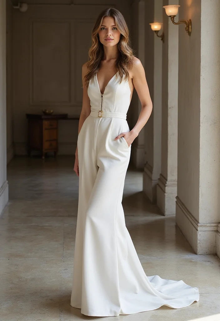 18 Chic and Trendy Bridal Looks for 2026 That Will Make You Say 'I Do!' - 13. Bridal Jumpsuits: Modern and Stylish 1