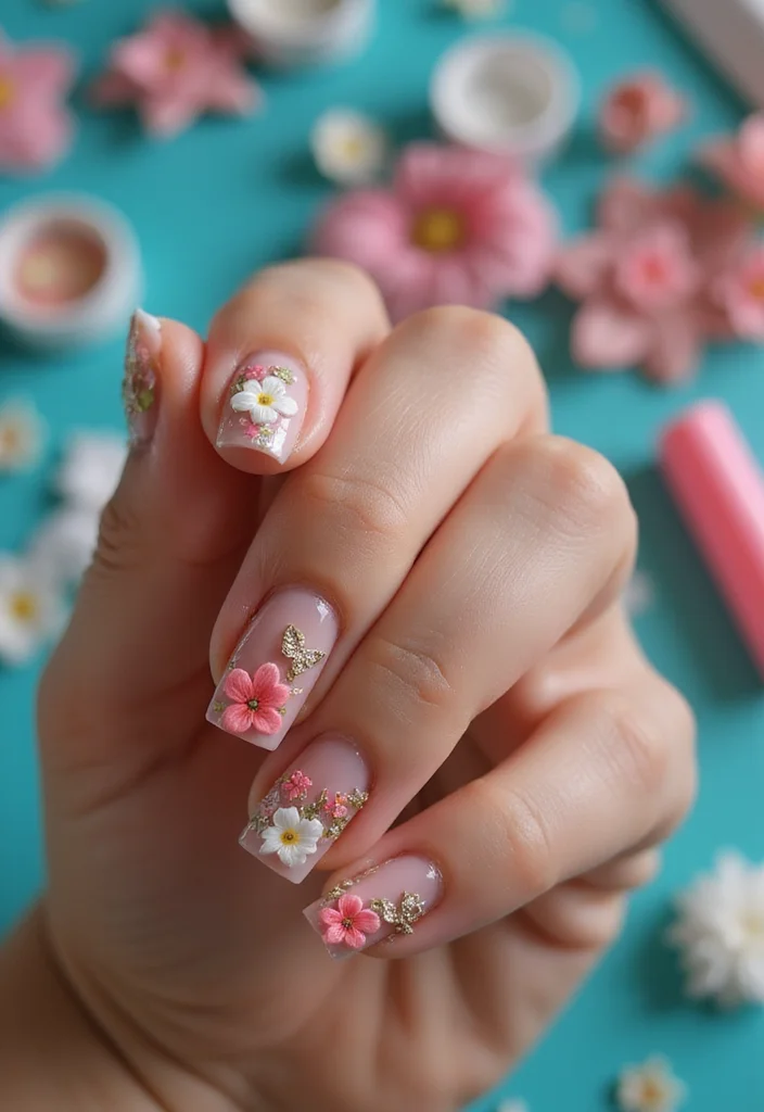 18 Floral Nail Art Designs That Are So Cute, You'll Want to Try Them All (#10 is Adorable!) - 10. Adorable 3D Floral Accents 1