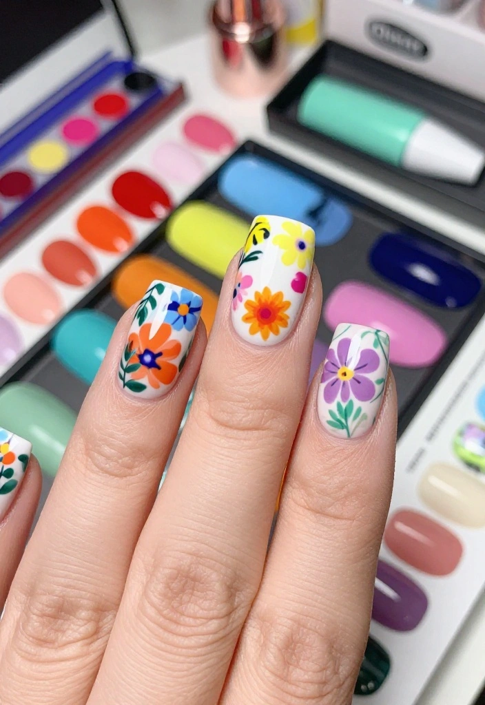 18 Floral Nail Art Designs That Are So Cute, You'll Want to Try Them All (#10 is Adorable!) - 15. Modern Floral Wraps 1
