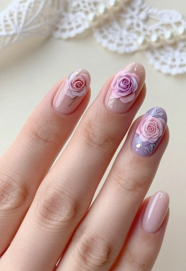 18 Floral Nail Art Designs That Are So Cute, You'll Want to Try Them All (#10 is Adorable!) - 2. Vintage Rose Elegance 1