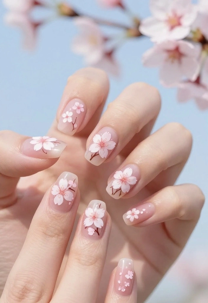 18 Floral Nail Art Designs That Are So Cute, You'll Want to Try Them All (#10 is Adorable!) - 3. Cheery Cherry Blossom 1