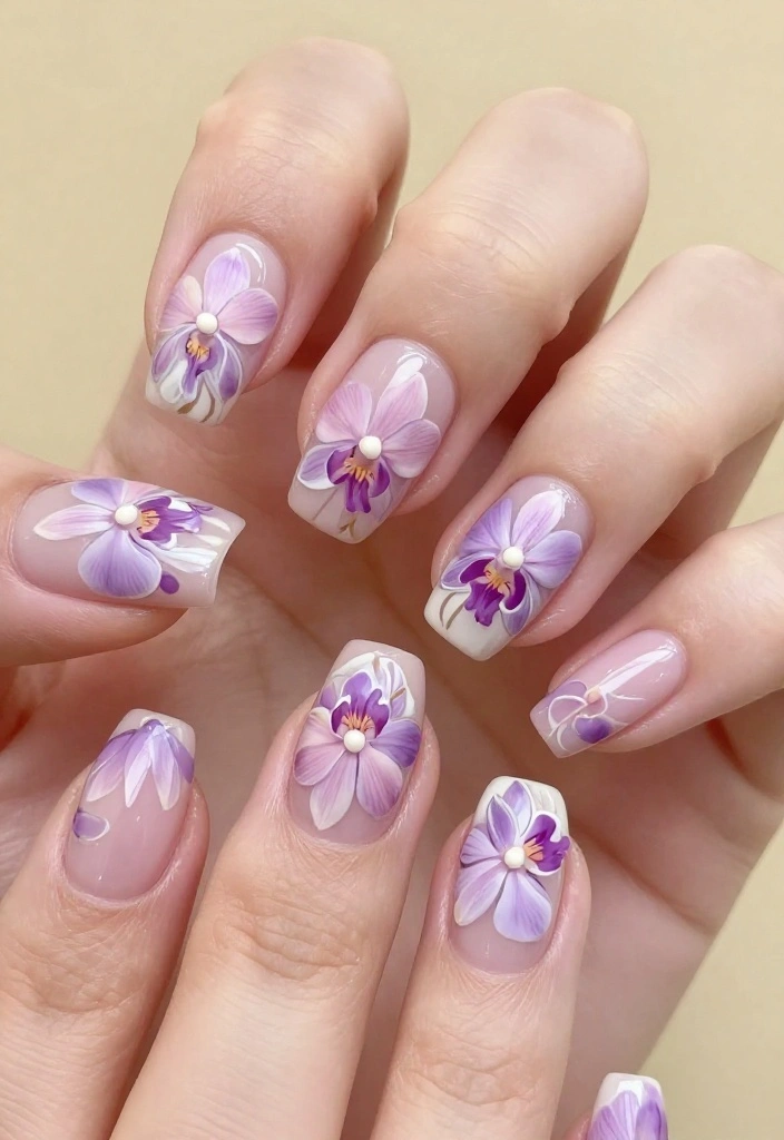 18 Floral Nail Art Designs That Are So Cute, You'll Want to Try Them All (#10 is Adorable!) - 5. Elegant Orchid Art 1