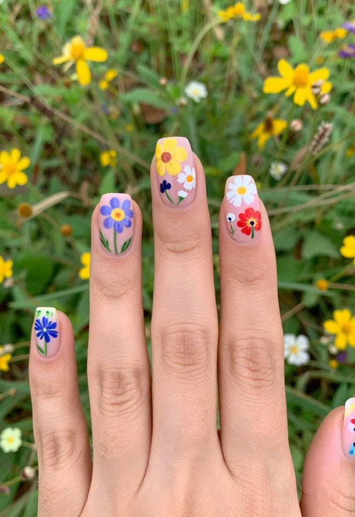 18 Floral Nail Art Designs That Are So Cute, You'll Want to Try Them All (#10 is Adorable!) - 6. Whimsical Wildflowers 1