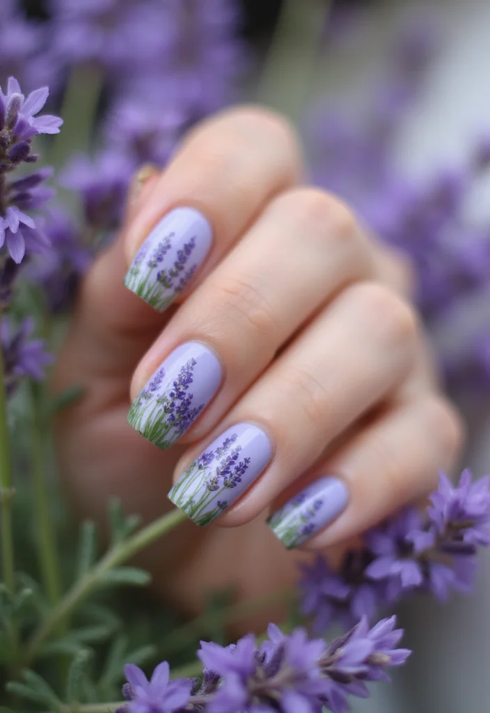 18 Floral Nail Art Designs That Are So Cute, You'll Want to Try Them All (#10 is Adorable!) - 8. Charming Lavender Fields 1