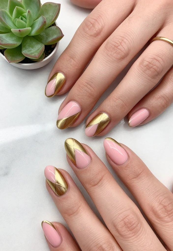 18 Gold and Pink Nail Trends You Can't Miss This Season (Wait Until You See #6!) - 2. Geometric Glam 1